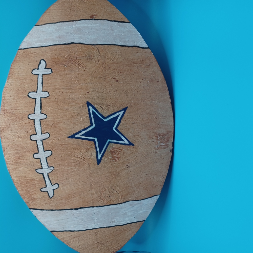 Wooden Football Decor with Star Design
